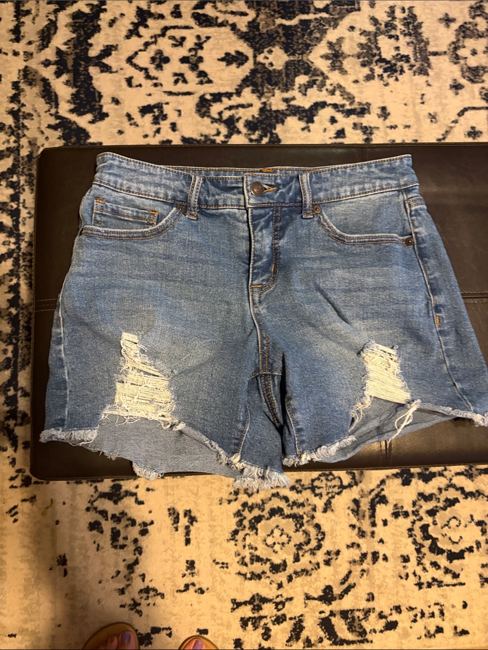 sofia by sofia vergara Light Blue Distressed Denim Shorts